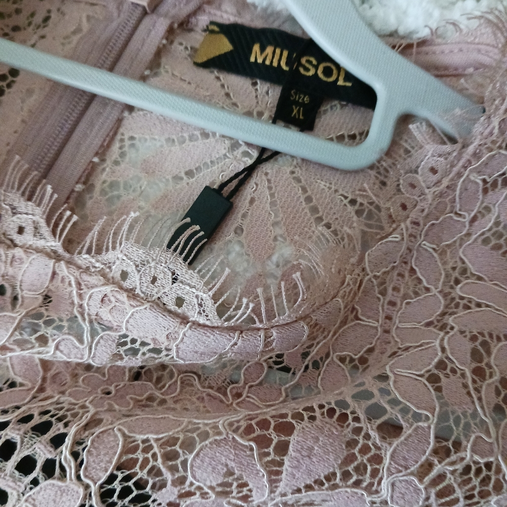 Lace Sheath Cocktail Dress Blush Pink - Picture 8 of 11